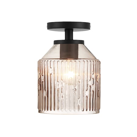 Designers Fountain Ele 7.25in 1-Light Matte Black Modern Semi Flush Mount Light D288M-SF-MB